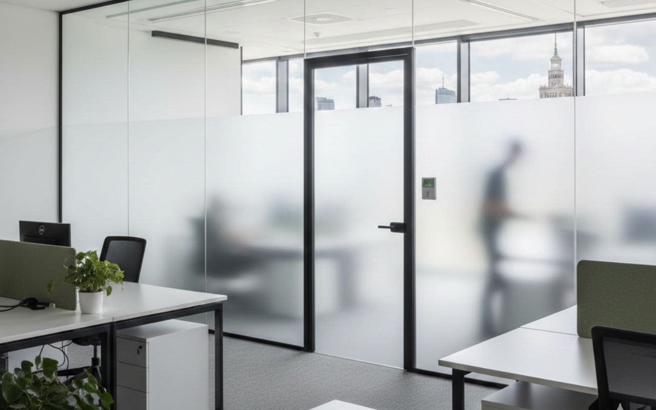 folia mrożona w warszawskim biurze